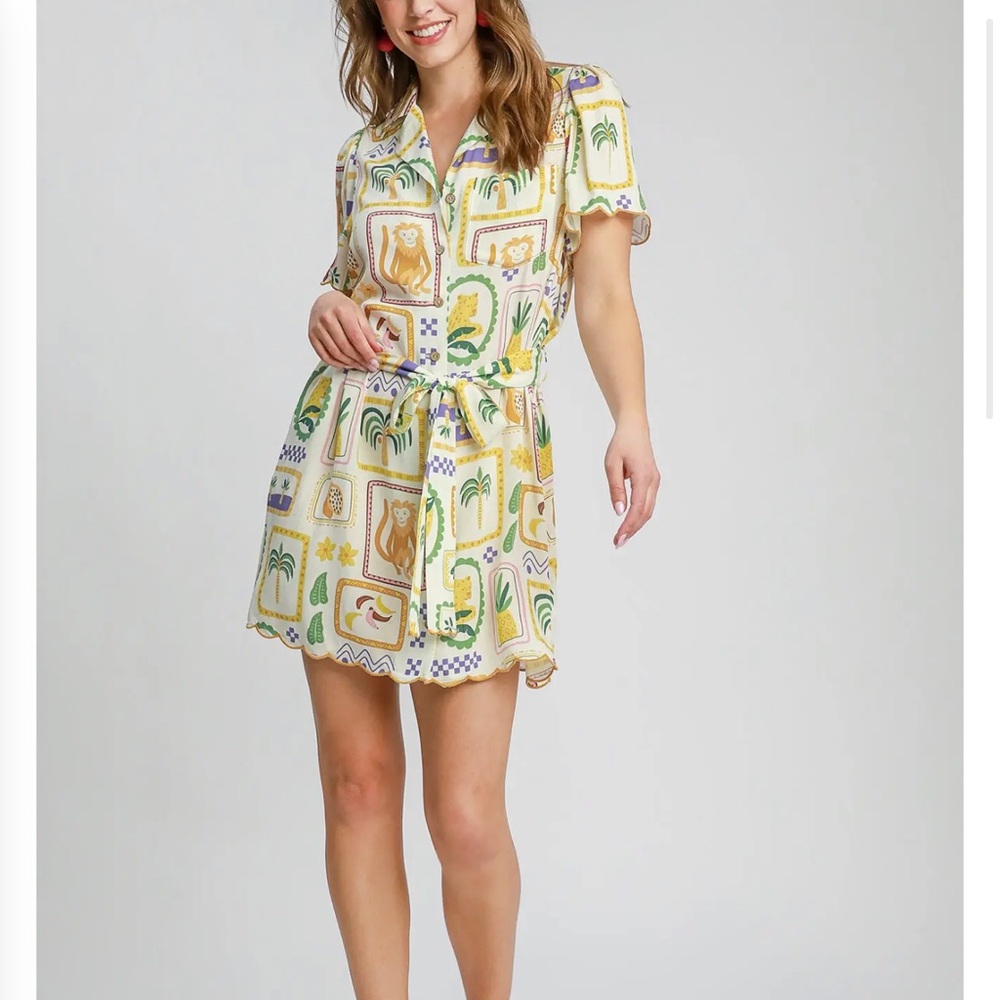 Umgee Tropical Print Button Down Shirt Dress - Picture 4 of 4